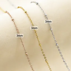 Fadeless 3MM Female Snake Chain Necklace With Stainless Steel Jewelry and Gold-Plated Bead Chain
