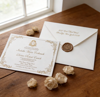 Carte d'invitation de mariage de luxe en papier texturé ivoire, avec dorure à chaud, écologique, biodégradable, recyclable, sans odeur, personnalisable