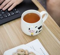 OEM ODM baru kreatif 3D sapi timbul lucu keramik cangkir kopi kustom kelinci dipersonalisasi tangan cangkir porselen cangkir teh