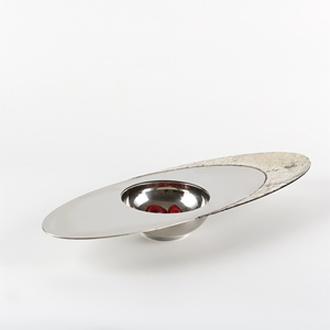Bol de soucoupe volante <span class=keywords><strong>Techno</strong></span> Art moderne pour service hôtelier Bol en acier inoxydable et cuir pour accessoires de décoration intérieure - Product Image 2