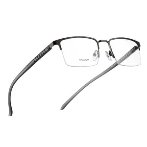 男性眼镜镜框女性男性光学眼镜钛合金近视处方透明玻璃半眼镜