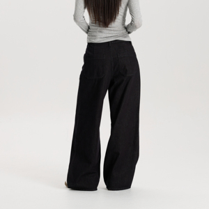 Jeans <span class=keywords><strong>Neri</strong></span> da <span class=keywords><strong>Donna</strong></span> a Gamba Larga, Vita Media, Vestibilità Comoda, Stile Vintage, <span class=keywords><strong>Pantaloni</strong></span> in Denim di Alta Qualità con Tessuto Strutturato e Durevole - Product Image 4