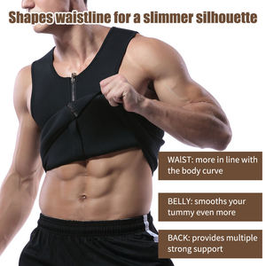 LangQin Men Neoprene Sauna Suit Waist <b>Trainer</b> Medium Control Hook-and-Eye Design Body Tank Top Tummy Fat Burning <b>Weight</b> Loss - Product Image 6
