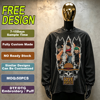 Kaos Lengan Panjang Kerah Bulat Pria Desain Kustom Produksi Kecil MOQ Rendah Harga Grosir Pemasok Pakaian OEM Gaya Kasual Santai