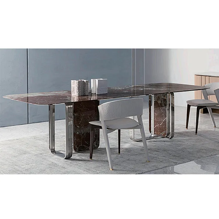 Новый домашний Прямоугольный Обеденный Стол, роскошный мраморный высококачественный обеденный стол из натурального камня