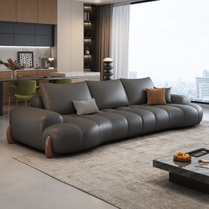 Divano in Vera Pelle Stile Retrò, Pelle Bovina di Prima Qualità, per Piccoli Appartamenti, Soggiorno Moderno e Semplice, Tre Posti in Linea Retta, Stile Italiano - Product Image 2