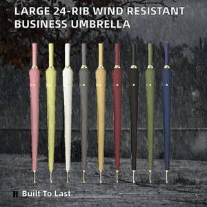 Paraguas Grande Semiautomático de 24 Varillas, Diseño Moderno y Recto, Resistente al Viento, Reforzado, para Sol y Lluvia, Largo 190T - Product Image 2