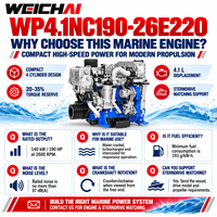 Moteur diesel marin haute vitesse Weichai WP4.1N Série 88kw -140kw WP4.1NC190-26E220 pour yacht avec certificat IMO