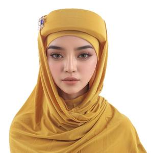 غطاء رأس إسفنجي مخيط يدويًا بطيات تصميم رأس عمامة إسلامية أنيقة صلبة مع حجاب - Product Image 5