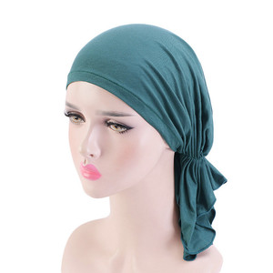 Turbans élastiques en coton modal de couleur unie pour femmes Foulard Casquette Bandeau Pirate <span class=keywords><strong>Chimiothérapie</strong></span> Chapeau Bandanas - Product Image 2