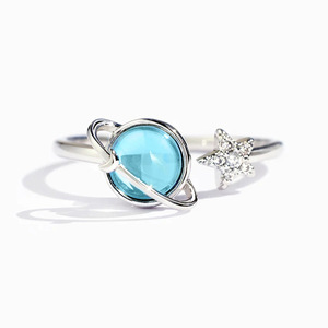 Anillo Brillante con Diseño de Planeta y Estrella para Mujer, Estilo Celestial Minimalista, Accesorio de Moda para Uso Diario - Product Image 1