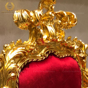 Hoàng Gia tay khắc đồ nội thất phòng khách ghế và bàn <span class=keywords><strong>Baroque</strong></span> sang trọng vàng Ghế ăn với cánh tay - Product Image 6