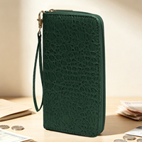 Dompet Panjang Kulit Vegan Multi-slot untuk Penggunaan Sehari-hari Logo Kustom Grosir Estetika Y2K Dompet Resleting dengan Tali Pergelangan Tangan