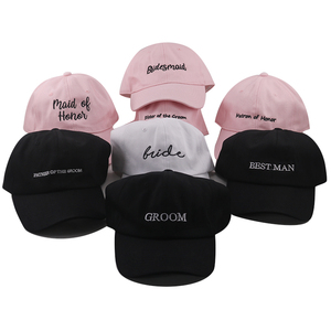 Algodón Ajustable Rosa Negro Novia Novio Dama <span class=keywords><strong>DE</strong></span> HONOR Boda Gorra Sombrero Unisex - Product Image 1