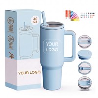 Nuevo Vaso Térmico de Acero Inoxidable 100% Hermético de 40oz, Doble Pared con Aislamiento al Vacío, 6-12 Horas de Aislamiento Térmico, con Asa y Pajita, Libre de BPA