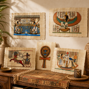 Art mural en papyrus égyptien fait main, motif folklorique ancien, rectangle en papier de riz, souvenir décoratif - Product Image 1