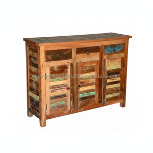 Meubles de rangement industriels rustiques en bois de récupération faits à la main, colorés et anciens, pour salon, buffet et serveur - Product Image 1