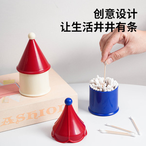 <b>Creative</b> Dental Floss And Toothpick Box Round Multifunctional Cotton Swab Storage With Lid Dustproof Organizer Home <b>Gift</b> - Product Image 2