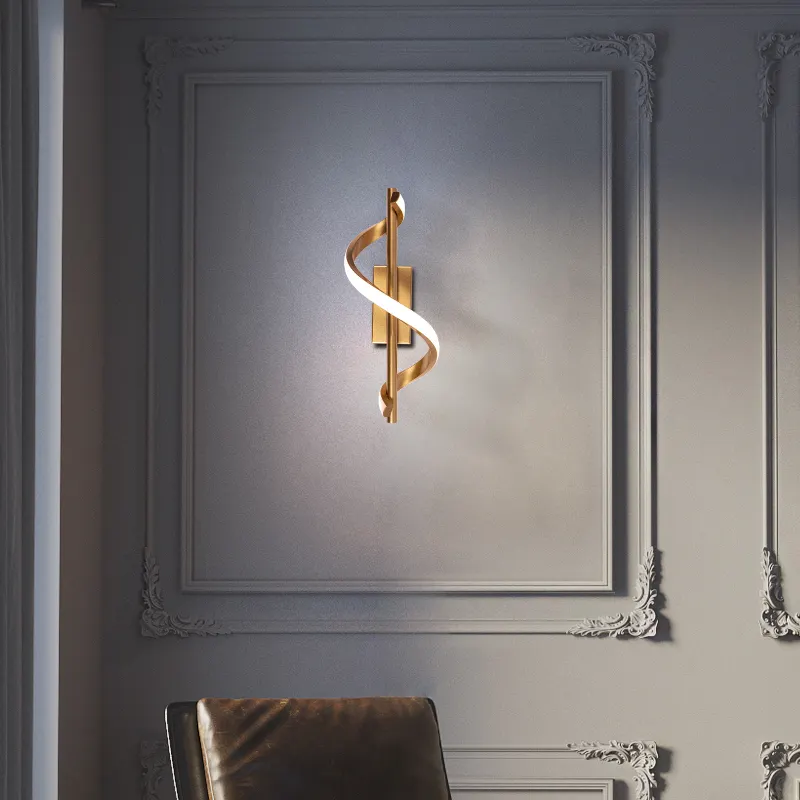 新しいユニークなスパイラルデザインの寝室のリビングルームの装飾アルミニウムモダンな屋内LEDウォールランプ