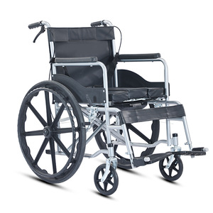 Silla de Ruedas Plegable de Acero al Carbono, Manual, Ligera y Resistente para Personas Mayores y Discapacitadas con Freno en U - Product Image 2