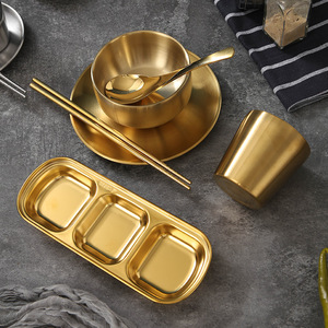 Ensemble de couverts rétro en acier inoxydable 304 pour camping, barbecue et thé, comprenant bol, <span class=keywords><strong>assiette</strong></span>, fourchette, cuillère, baguettes et tasses - Product Image 4