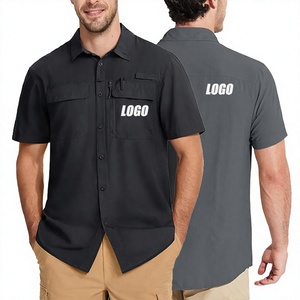 Camisa de Pesca Táctica de Verano para Hombre con Logotipo Personalizado OEM al por Mayor - Camisa de Trabajo de Manga Corta de Poliéster 100% Transpirable de Secado Rápido - Product Image 3