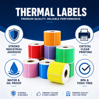 Rouleau d'étiquettes thermiques directes colorées avec logo personnalisé, vente en gros, autocollantes, pour expédition, logistique et entrepôt
