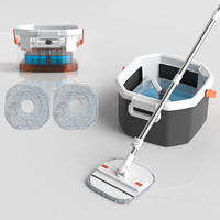 Mopa Plana HOLAMOPA con Cubeta con Separación de Agua Limpia y Sucia y Almohadillas de Microfibra para Limpieza de Pisos del Hogar