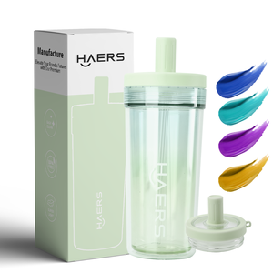 Haers Chất lượng cao cấp hai lớp Tritan cốc chai nước với rơm cho người lớn trẻ em 500ml BPA free - Product Image 1