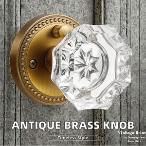 SORWDUERM Antique Brass Crystal Interior Privacy <b>Door</b> <b>Knob</b> Touch Control 2-Year Warranty Bedroom Bathroom <b>Glass</b> <b>Doors</b> Classic - Product Image 2