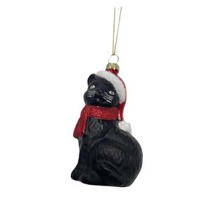 Decorazione Natalizia in Vetro a Forma di Gatto 10X8CM da Appendere - Product Image 1