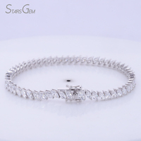 Starsgem 4.65 karat Markiz Kesim Laboratuvarda Yetiştirilmiş Elmas 10 Ayar Som Altın Rodyum Kaplama Vintage Unisex Moda Bileklik Renk D 6.32g