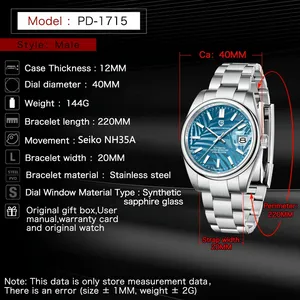 <span class=keywords><strong>PAGANI</strong></span> DESIGN — montre-bracelet de luxe en acier inoxydable pour homme, cadran en feuille de palmier, lumineuse et étanche, marque de qualité, <span class=keywords><strong>NH35A</strong></span>, 1715 - Product Image 2