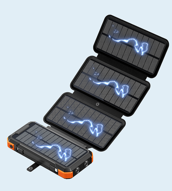 Portable Solar Panel Charger Folding Solar Panel Power Bank 20000mah 30000mah 50000mah Wireless Waterproof Solar Power Bank