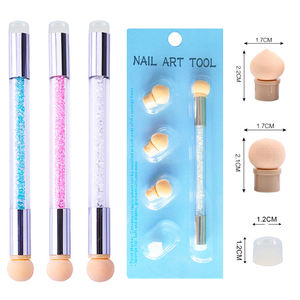 Mini ongles <span class=keywords><strong>Silicone</strong></span> estampage outil tache brosse éponge stylo ensemble Double face brosse à ongles avec strass - Product Image 1
