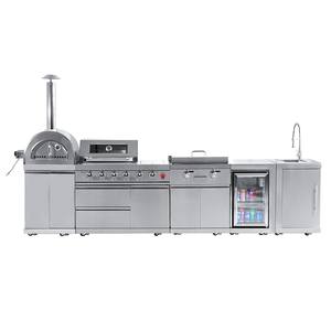 مطبخ خارجي من الفولاذ المقاوم للصدأ 316 على عجلات، مجموعة شواء مع حوض وفرن وخزانة بار، شوايات خارجية، مطبخ خارجي للبيتزا - Product Image 1