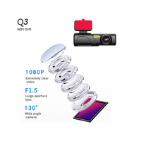 Caméra de tableau de bord DVR pour voiture, prix de gros, Full HD 1080P, contrôle par application mobile, vision nocturne, grand angle 130 degrés, enregistrement en boucle