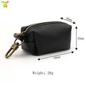 Sac à déjections canines en cuir PU en stock, sac à déjections canines portable avec fermeture éclair et porte-clés, sac de rangement pour sacs à déjections canines - Product Image 5