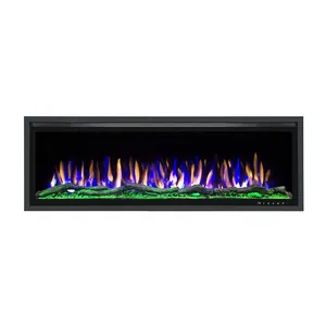 42" Built-in Decorative Wall Recessed Wall Mounted Glass Panel Insert Electric Fire Place Fireplace