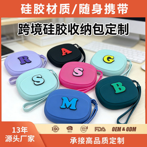 Silicone Coin <b>Purse</b> Mini <b>Key</b> Pouch With Letter S Zipper Closure For Everyday Use White - Product Image 5