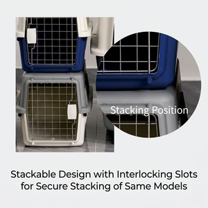 Transportadora de Mascotas CA500 Aprobada por Aerolíneas, Jaula de Viaje <span class=keywords><strong>para</strong></span> <span class=keywords><strong>Perros</strong></span> y Gatos, Cumple con la Normativa IATA, Apilable, de Plástico PP, con Ruedas y Puerta Metálica - Product Image 4