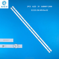 Bande lumineuse LED pour rétroéclairage de téléviseur LCD, compatible avec KKTV KFB32V6D, SC32D-2X6-WN Rev: 02, 568 mm, substrat en aluminium