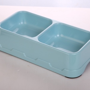 Wholesale 2 In 1 Rectangle Square Pet Double Bowl Non Slip Plastic <b>Cat</b> Dog <b>Feeder</b> Bowl Dual Compartment Pet Food Water Bowl - Product Image 3