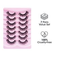 Lot de 7 paires de faux cils 3D en vison synthétique, luxueux, multicouches, effet vaporeux et volumineux, ensemble économique, sans cruauté animale, fournisseur