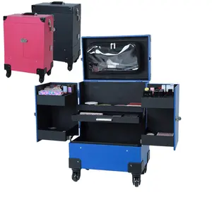 Wheels Hairdressing Rolling Beauty Hairdressing Case Professional Beauty Case with Wheels Cosmetic Bags Trolley Makeup Case