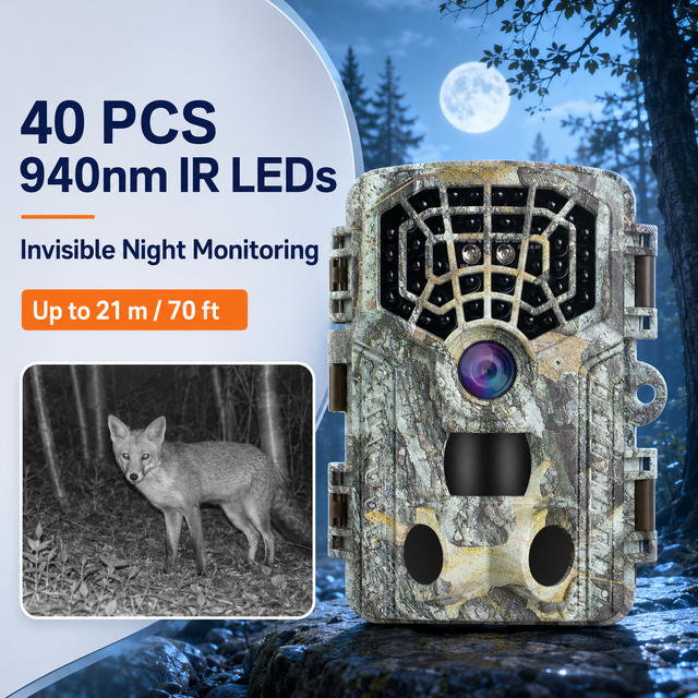 Custom 36MP 2.7K Infrared Trail Camera 0.3s Fast Trigger 21m PIR Detection IP66 Waterproof 2.0" TFT Screen Hunting Camera