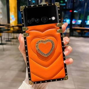 Coque arrière de téléphone à design de cœur fantaisie pour Google Pixel 7, coque pour Google Pixel 6A avec support d'anneau - Product Image 4