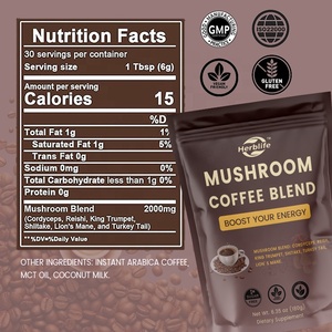 กาแฟผงเห็ดสำเร็จรูปแบบ OEM แบรนด์ส่วนตัว ผสมน้ำมัน MCT เพื่อเพิ่มพลังงาน สมาธิ การย่อยอาหาร และภูมิคุ้มกัน - Product Image 2