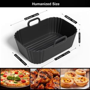 Free Durable Rectangle Foldable Food Grade BPA Free Silicone Air Fryer Baking <b>Tray</b> Microwave Oven Pan Dishwasher Safe Liners Pot - Product Image 2