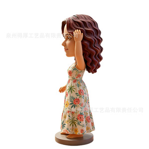 Floral Dress Girl Figurine With Coconut Tree Print <b>Summer</b> Theme Desktop <b>Decoration</b> Bohemian Style Living Room Decor - Product Image 3